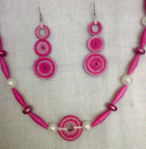 Jewelry in hot pink from recycle paper